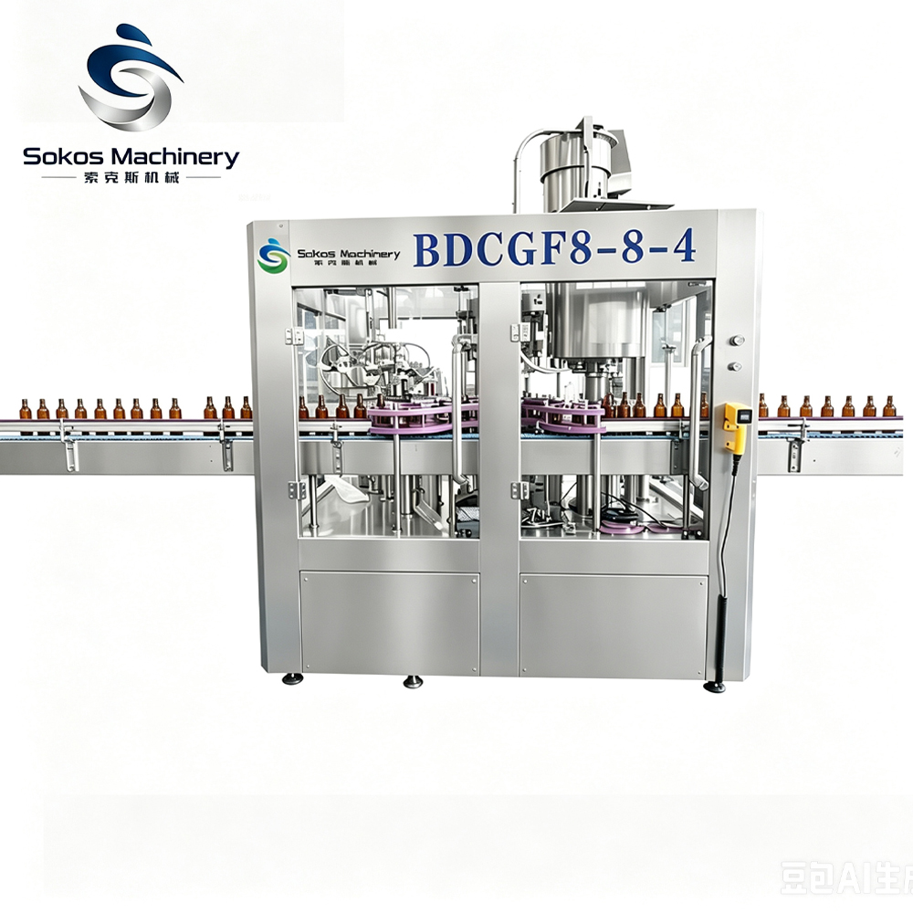Sokos Fully Automatic Glass Beer Bottling Machine 3-in-1 Bottling Processing Machine